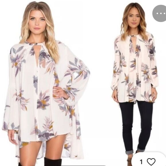 Free People Tops - Free People Cream Asymmetrical Bib Collar Tunic